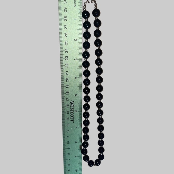 Classic Black & Silver tone Beaded Necklace - Picture 2 of 2